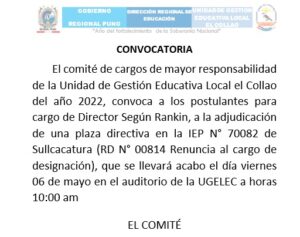 CONVOCATORIA-PROCESO DE ENCARGATURA EN CARGOS DE MAYOR RESPONSABILIDAD ...